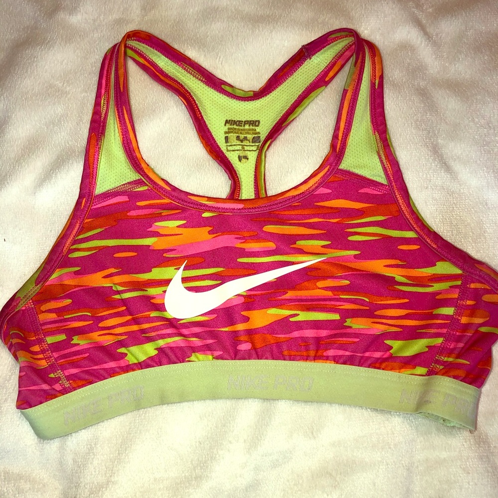 Pink and Neon Nike Sports Bra